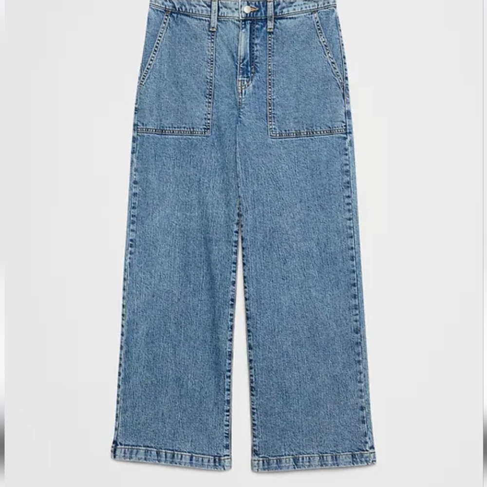 Banana Republic Wide Leg High Rise Utility Jean Light Wash Size 31/12 Reg